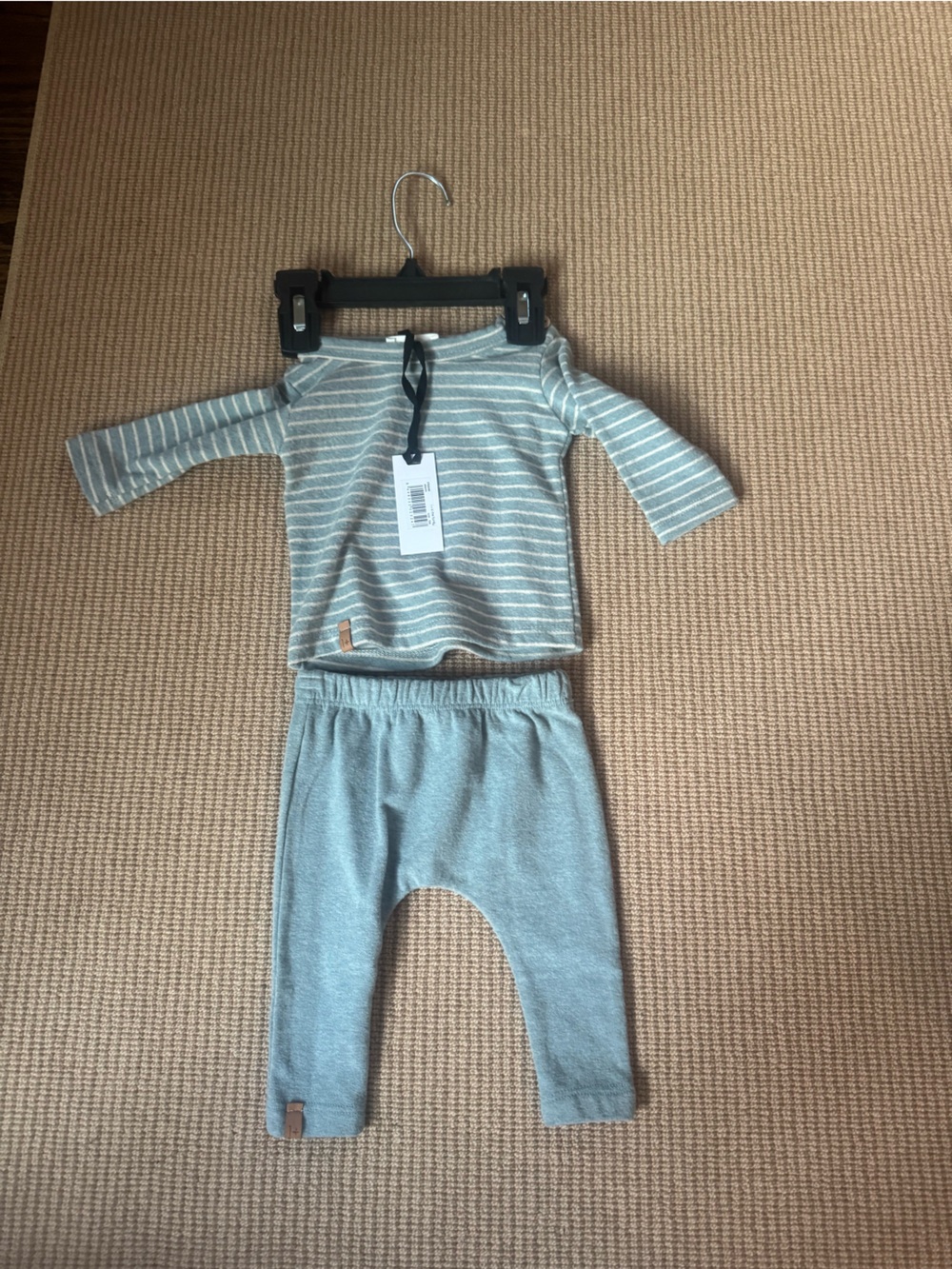 Gray Striped Baby Romper